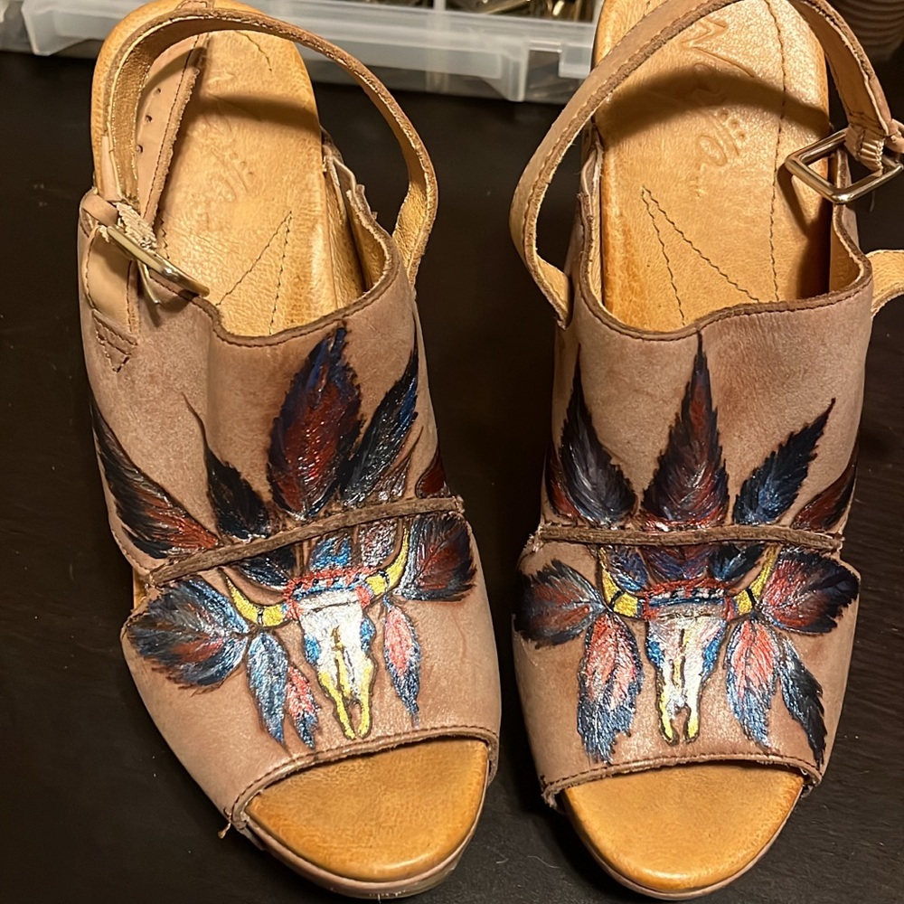 Boho repurposed leather shoes